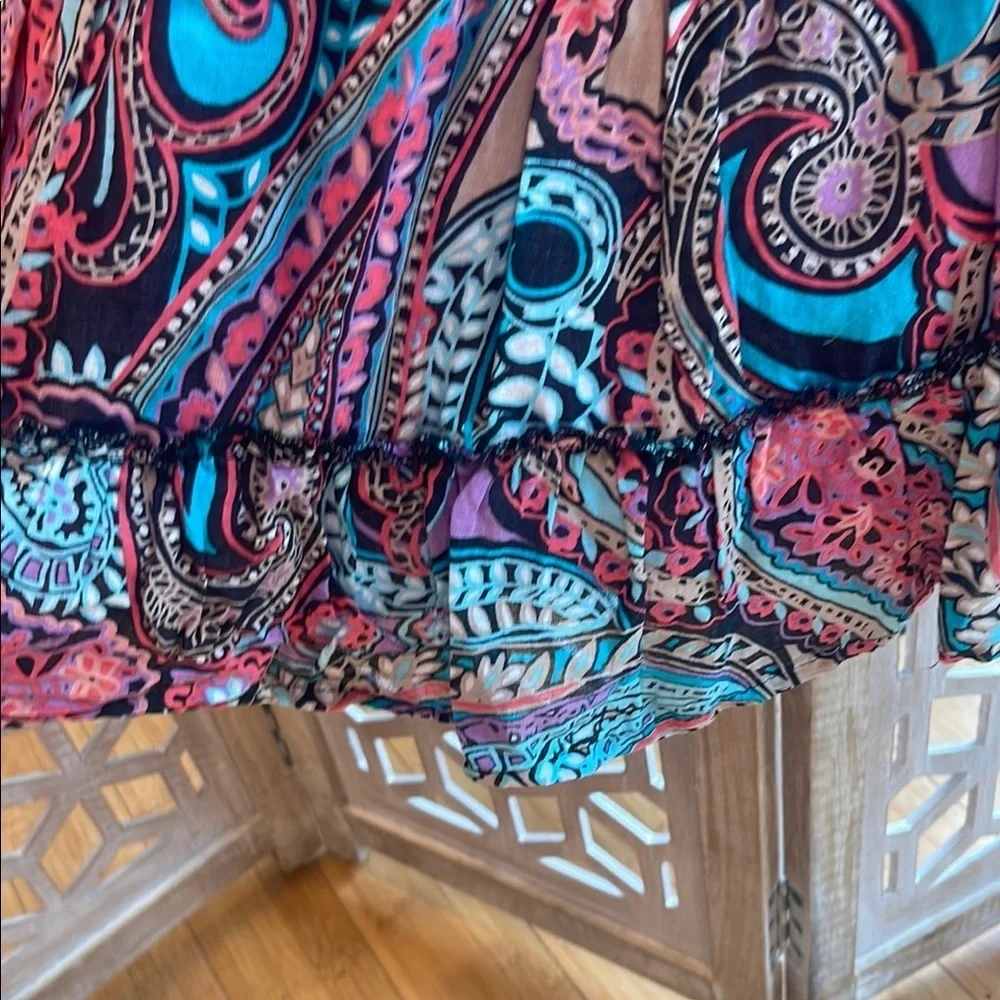 L.e.i Colorful Paisley Boho Ruffle Skirt